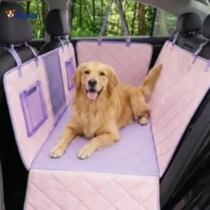 Dog car hammock installed on back seat providing full protection and comfort