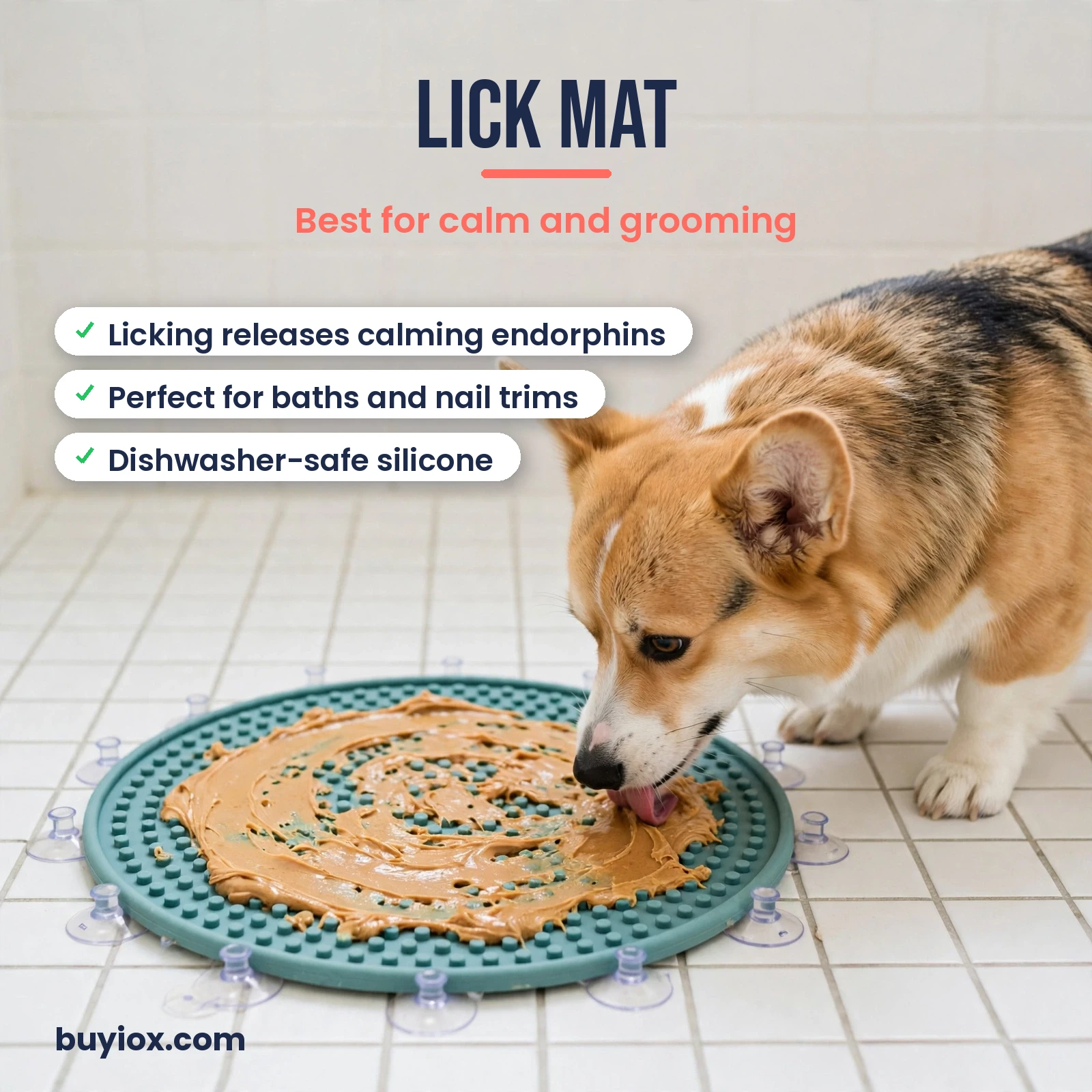Silicone lick mat with peanut butter for dogs