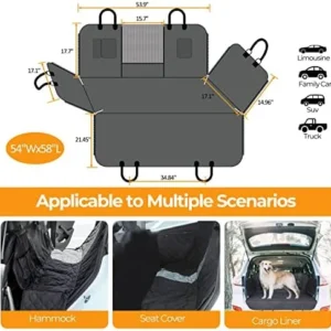 Close-up of mesh window on dog car seat cover hammock.