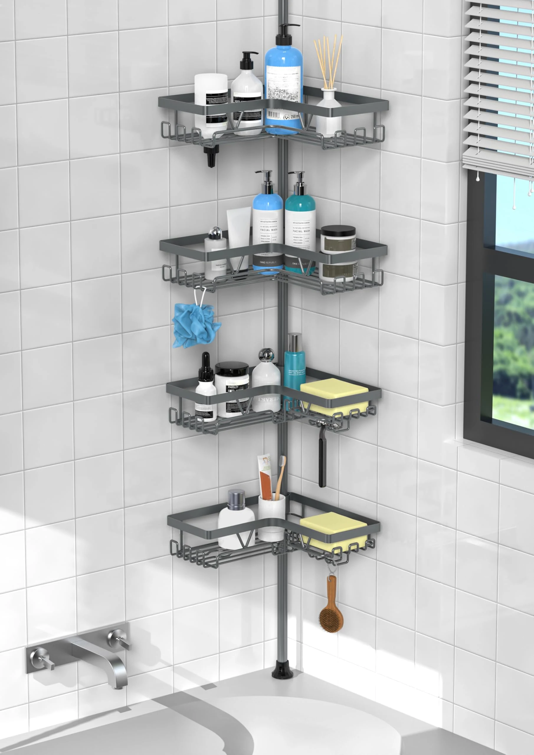 KEGII Corner Shower Caddy Tension Pole