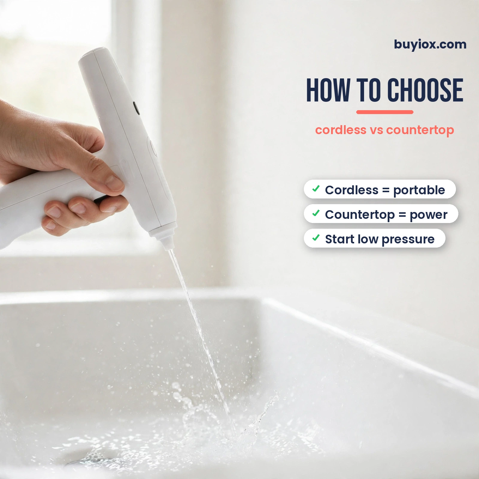 How to Choose How to choose a water flosser - cordless vs countertop pressure and tank size