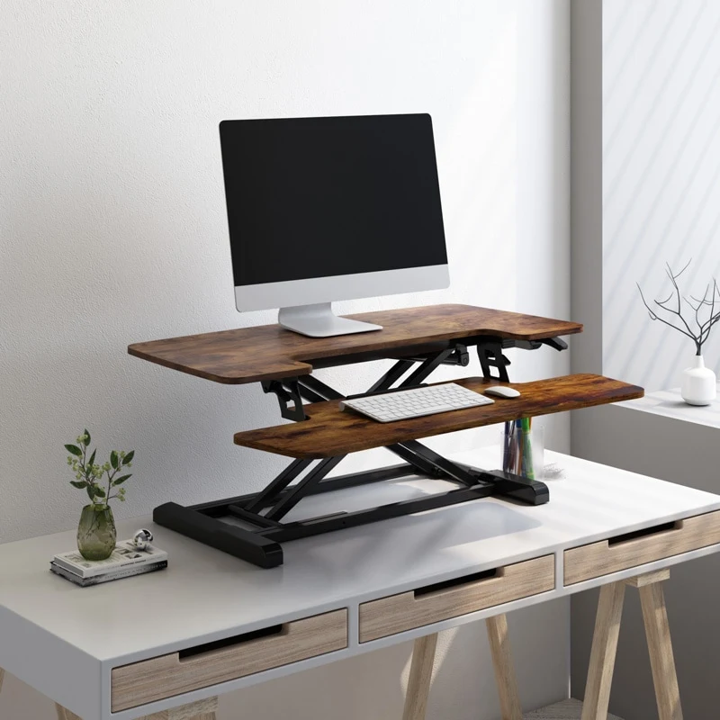 FlexiSpot AlcoveRiser M7 35 standing desk converter with oversized keyboard tray