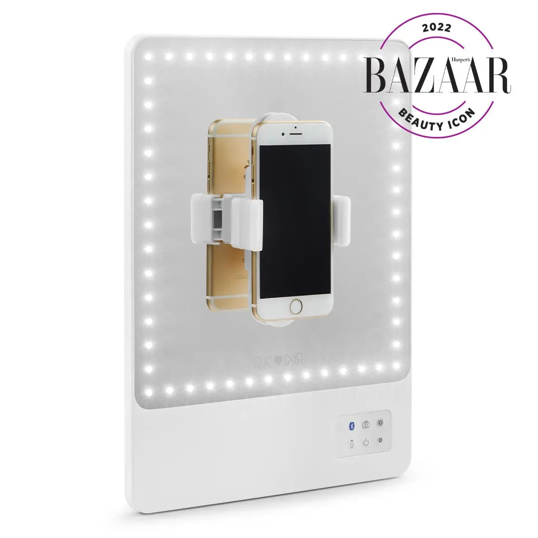 GLAMCOR RIKI SKINNY portable LED vanity mirror with phone holder
