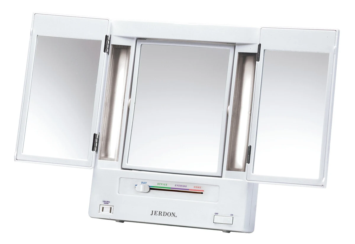 Jerdon JGL9W 5X-1X trifold makeup mirror classic design