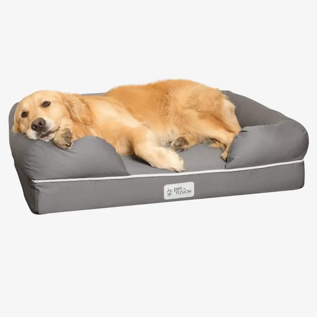 PetFusion Ultimate Dog Bed with bolsters and breathable cotton cover in slate grey