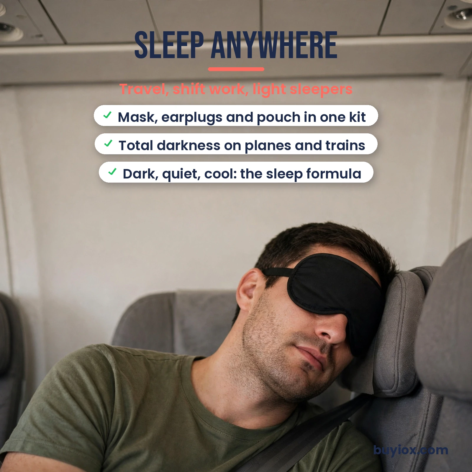 Sleep anywhere with a travel sleep mask - total darkness on planes, trains and in bright hotel rooms