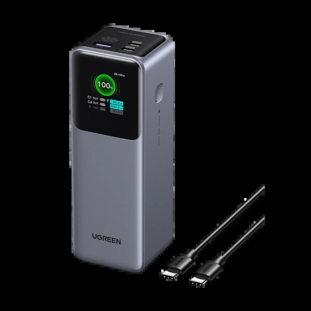 UGREEN Nexode 25000mAh 200W power bank with smart display and USB-C cable
