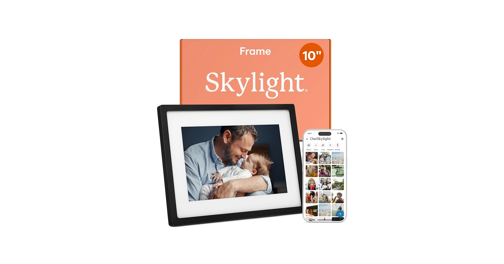 Skylight Frame 10-inch digital photo frame with touchscreen and 8GB storage