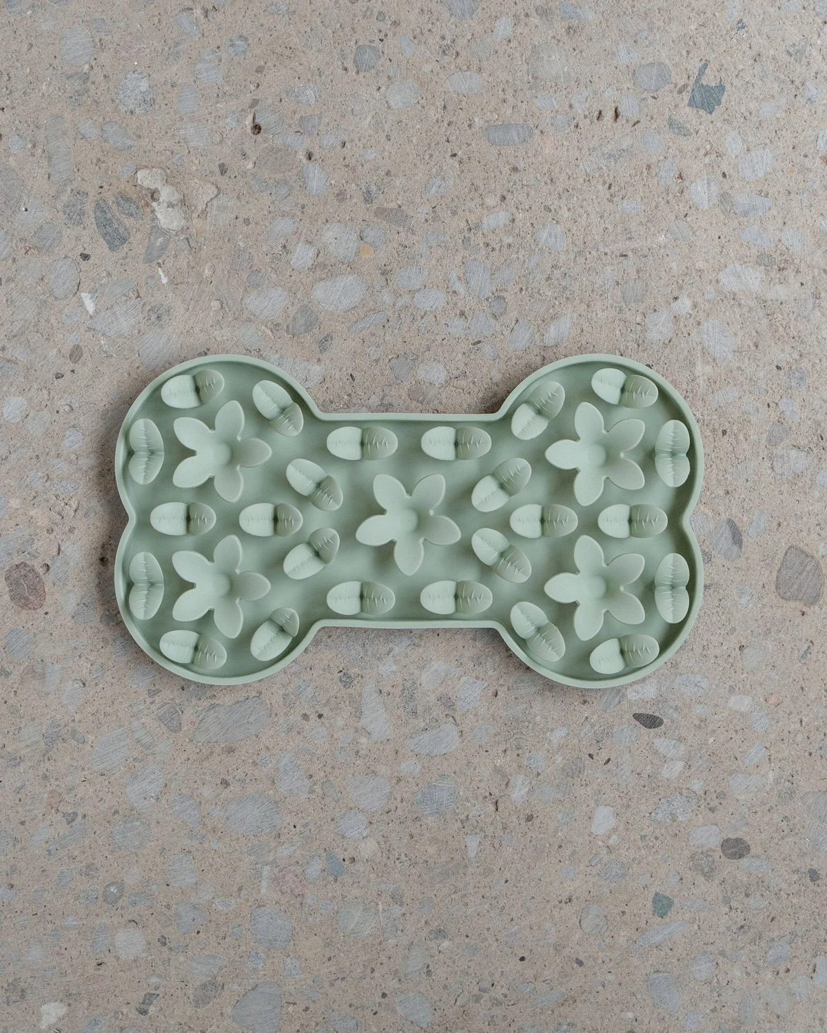 Dexypaws Enrichment Snuffle Mat - sage green silicone bone-shaped snuffle mat