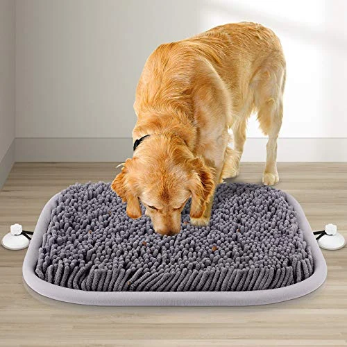 RUNDA Snuffle Mat for dogs - gray 17 by 21 inch chenille mat