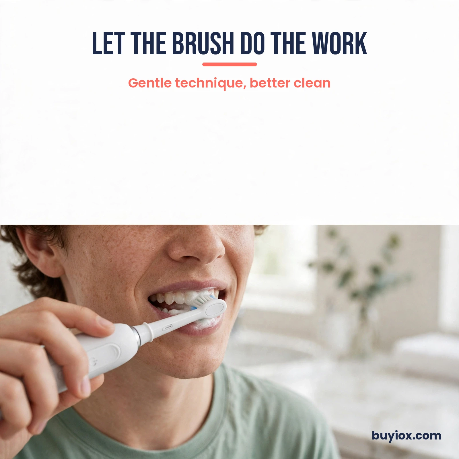 Electric toothbrush brushing teeth close-up Electric toothbrush brushing teeth close-up